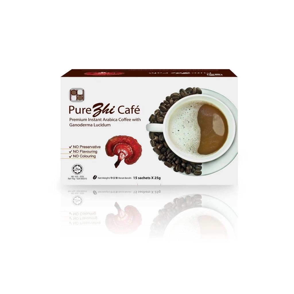 PUREZHI CAFE PUREHERBS PureZhi Café Arabica coffee with Lingzhi, 15 sachets × 25g box