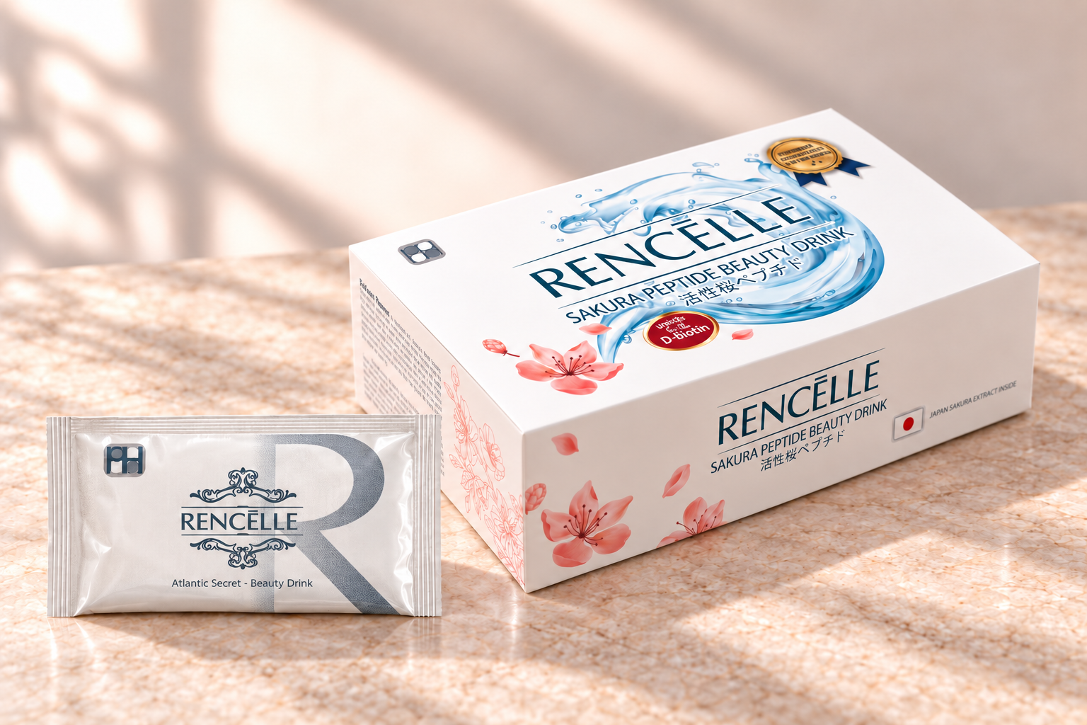 RENCELLE Sakura Peptide Beauty Drink packaging